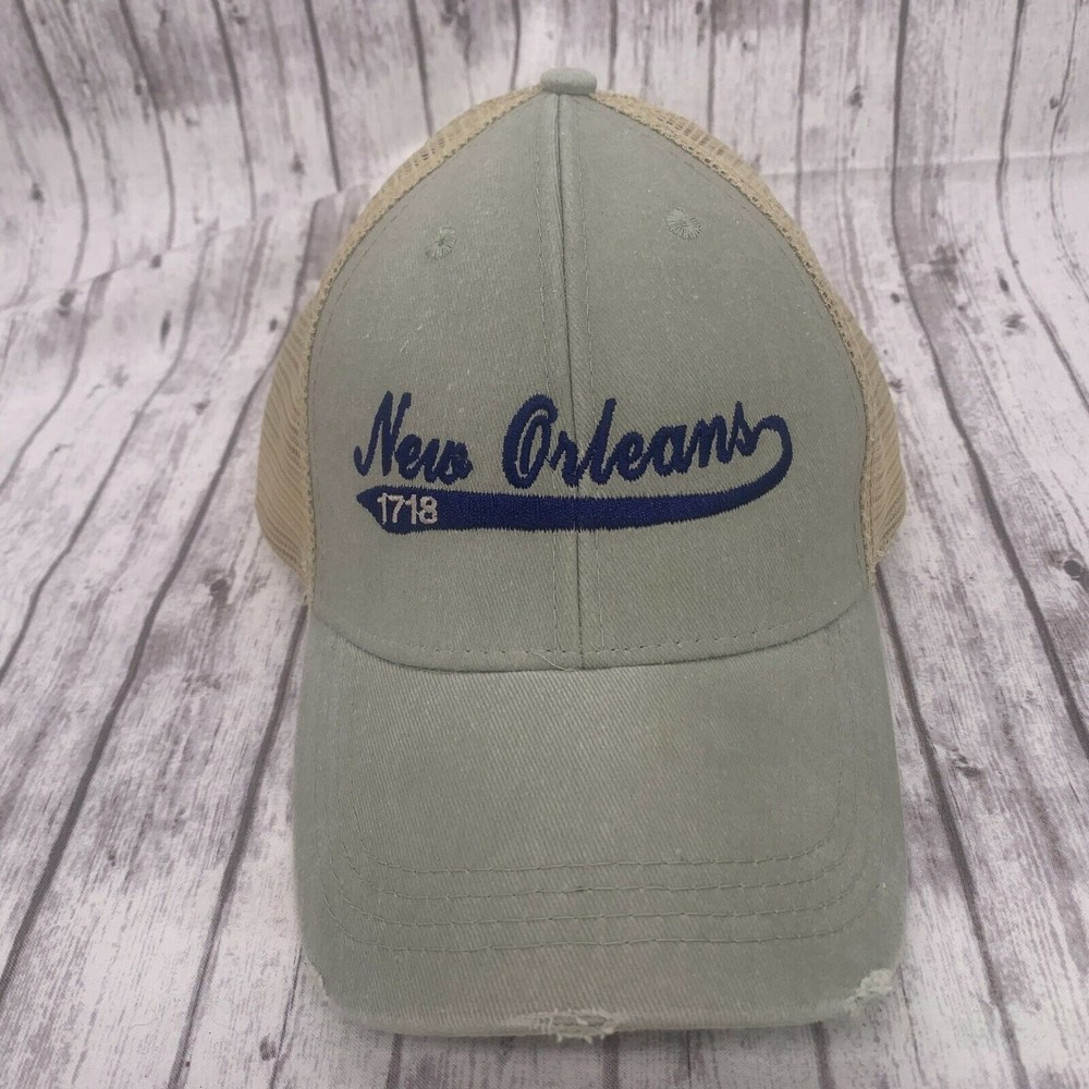 New Orleans Hat Est 1718 Adult Ball Trucker Cap Hat Tan Adjustable OSFM